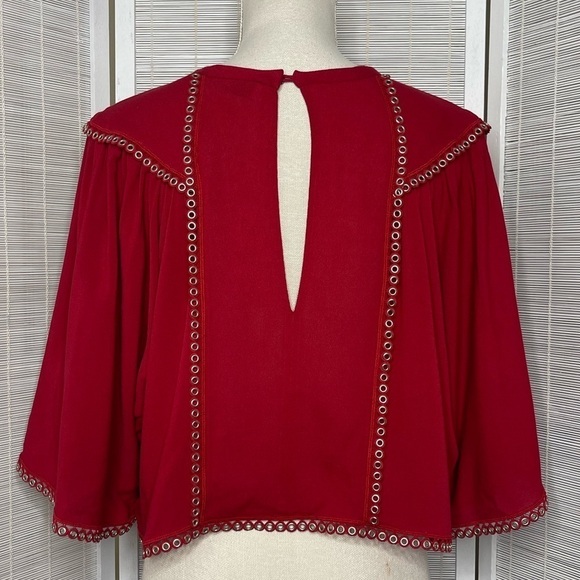 IRO OFI Flutter Sleeve Grommet Blouse Red Size XS Excellent Condition - Picture 4 of 9